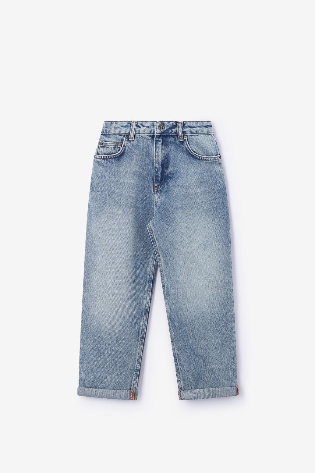 Blauwe mid-rise loose fit jeans