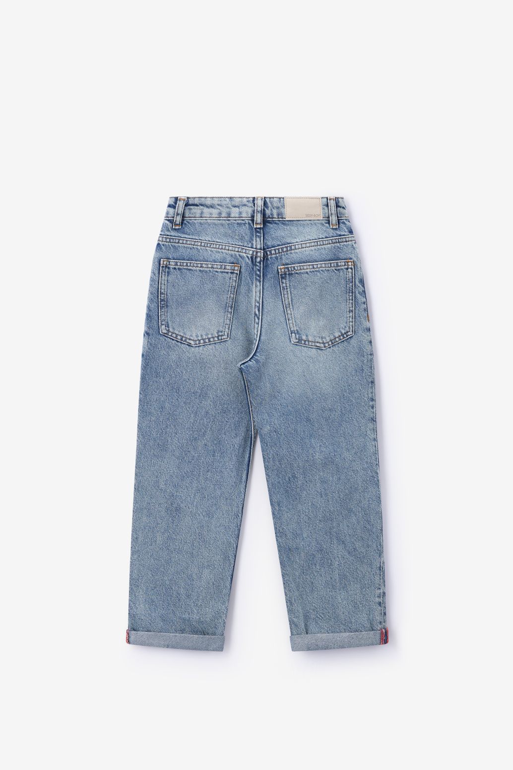 Blauwe mid-rise loose fit jeans