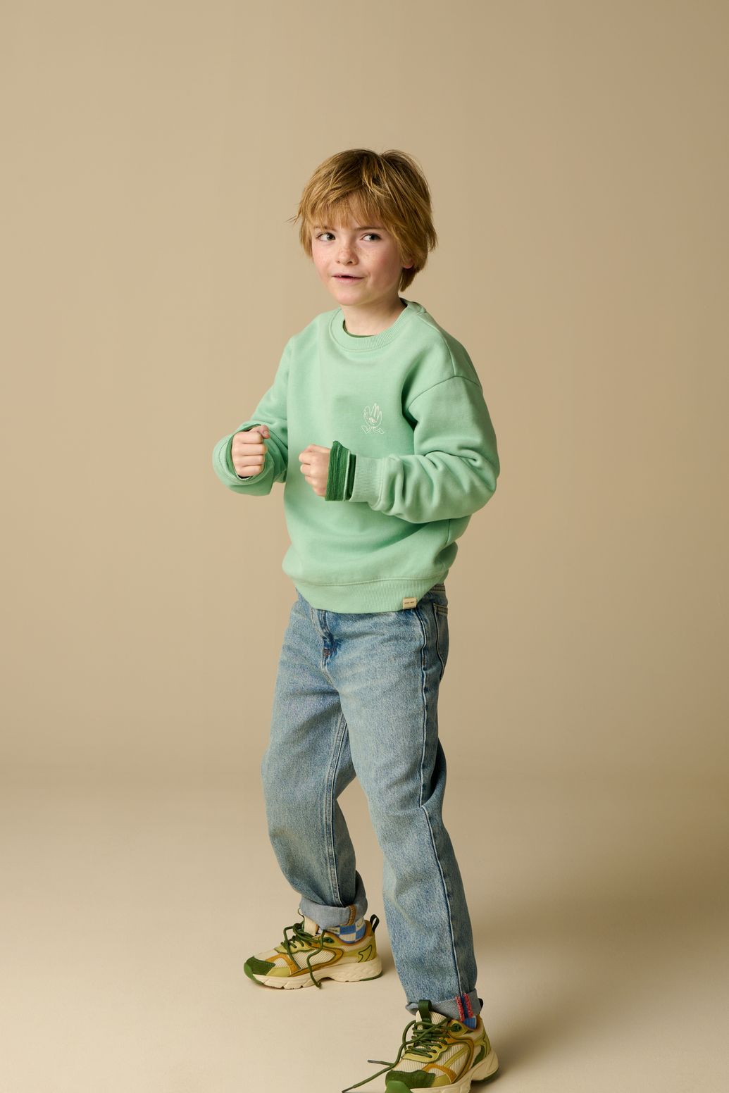 Blauwe mid-rise loose fit jeans