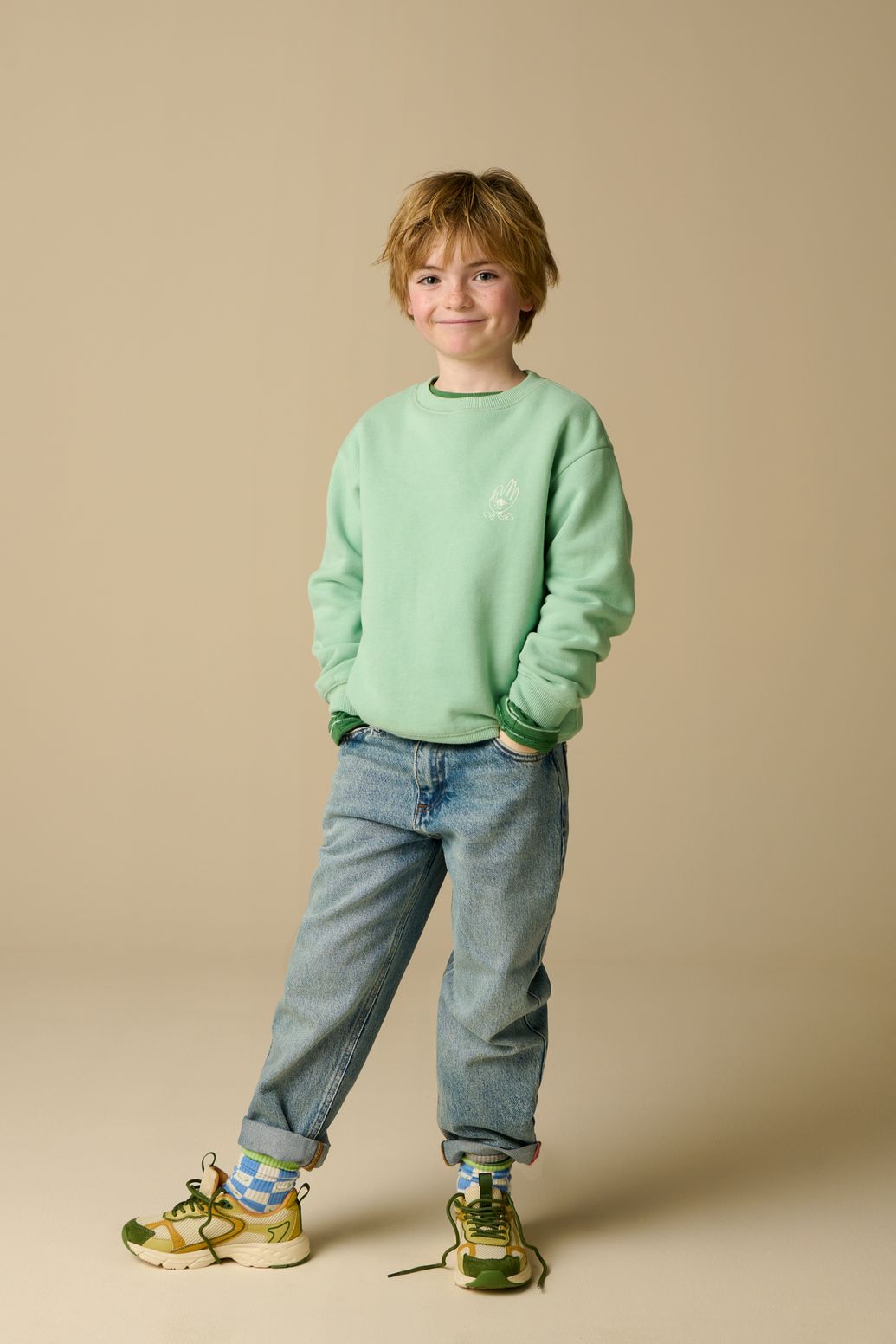 Loose Fit Jeans mit mittelhoher Taille - blau