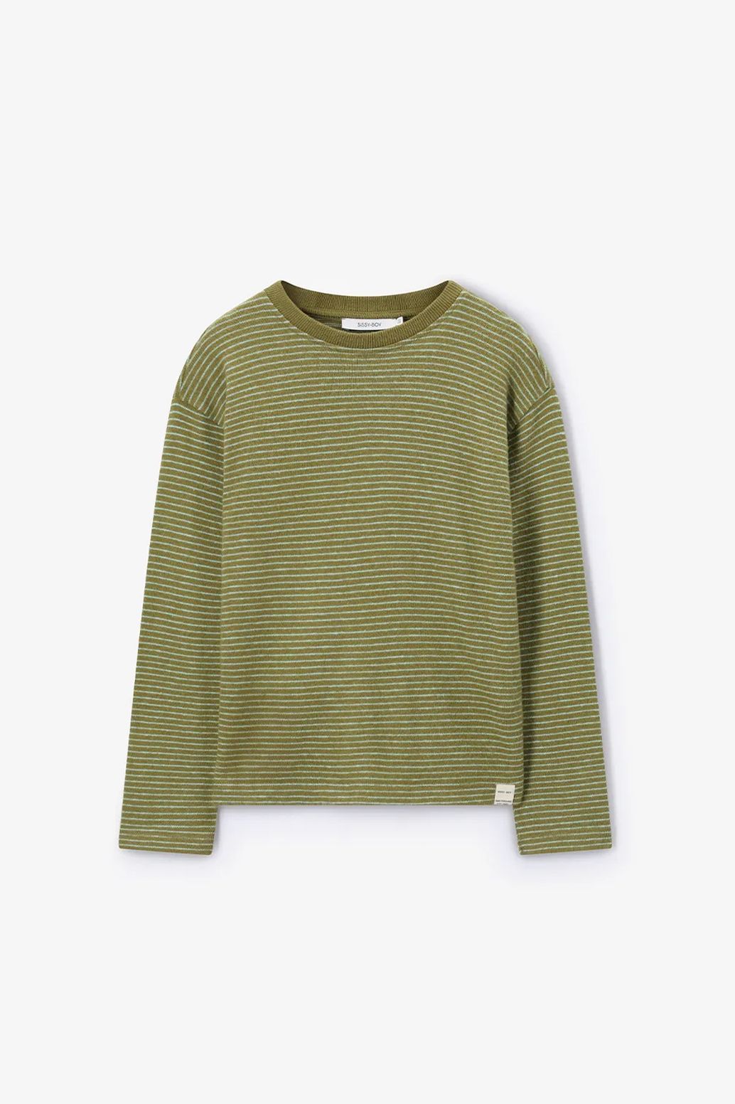 T-shirt manches longues rayé - vert foncé