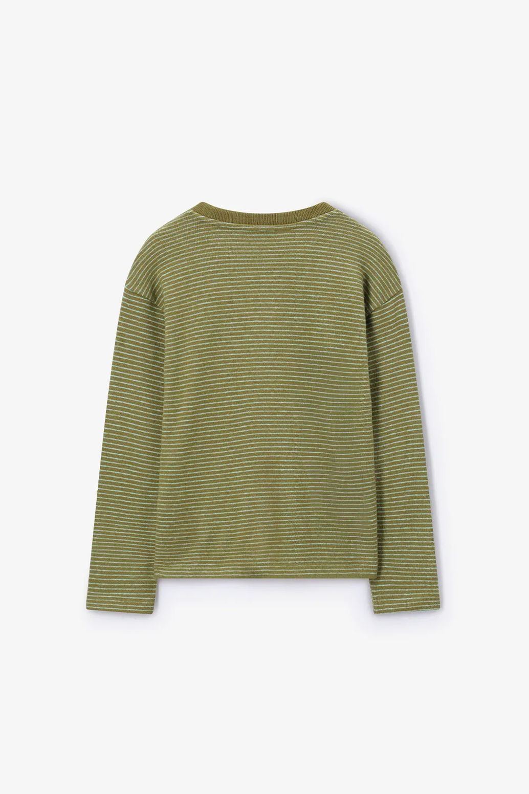 T-shirt manches longues rayé - vert foncé