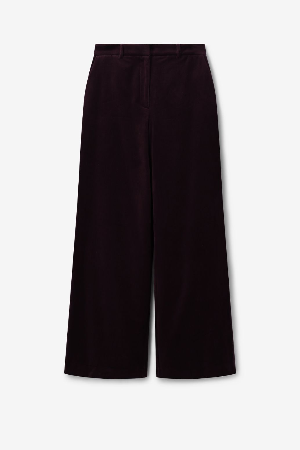 Donkerbruine high waist wide leg velvet broek