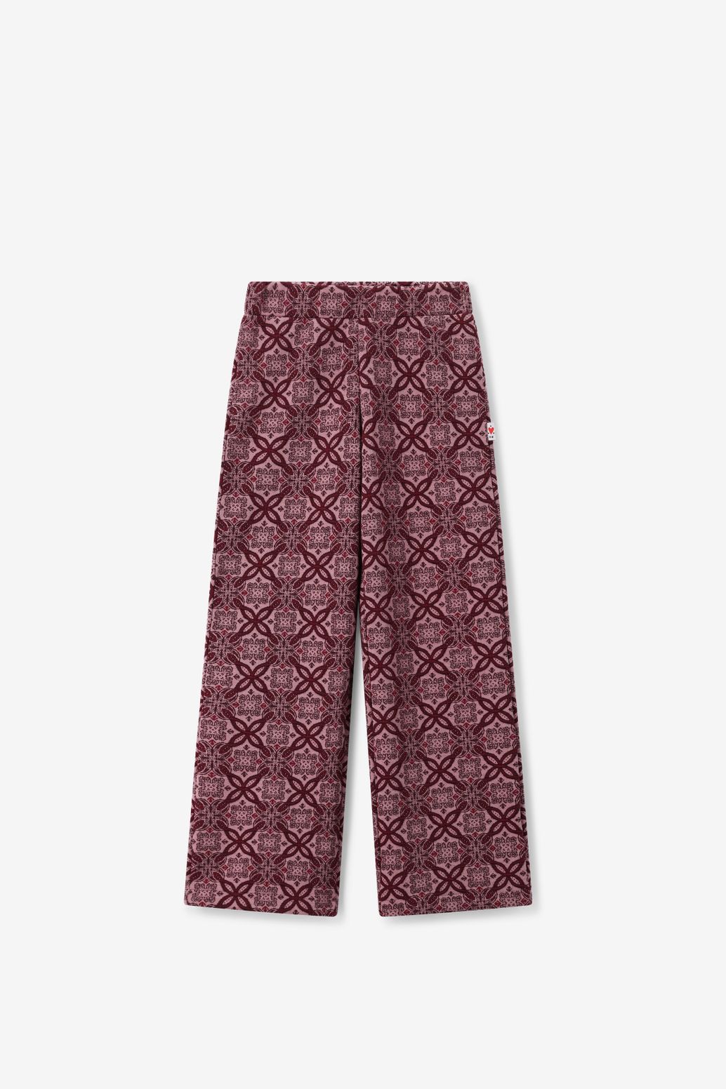 Donkerrode straight legging met print