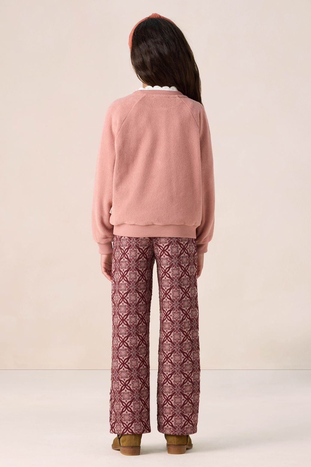 Donkerrode straight legging met print