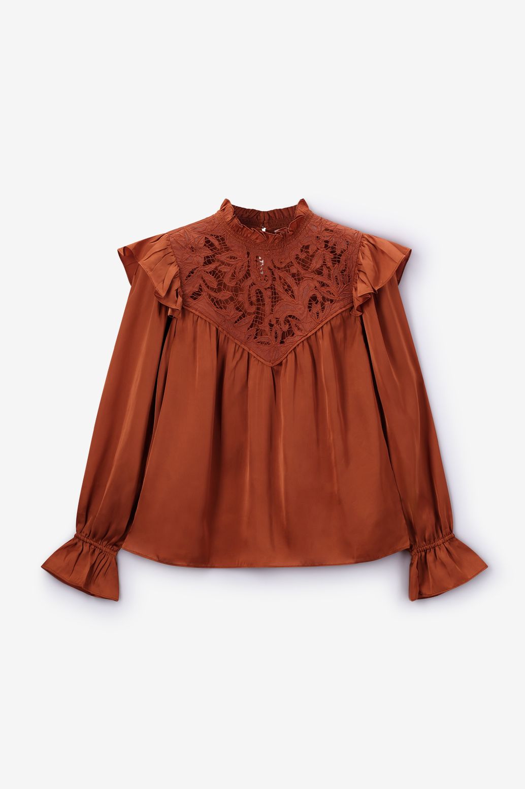 Blouse avec dentelle - orange