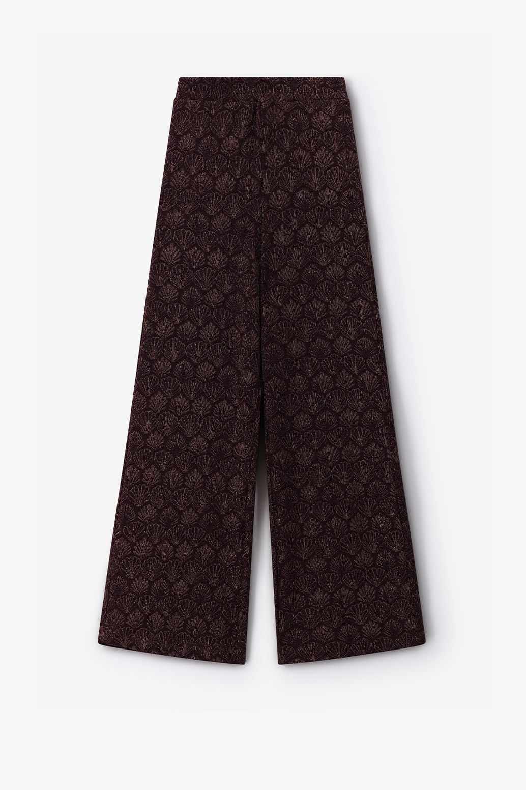 Donkerrode jacquard broek met schelpen