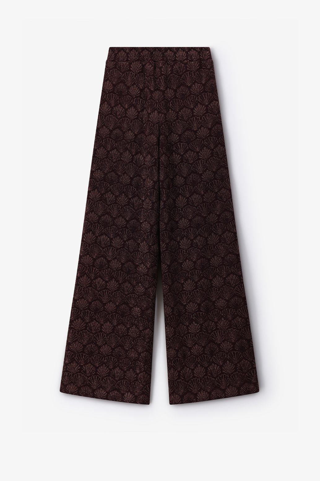 Donkerrode jacquard broek met schelpen