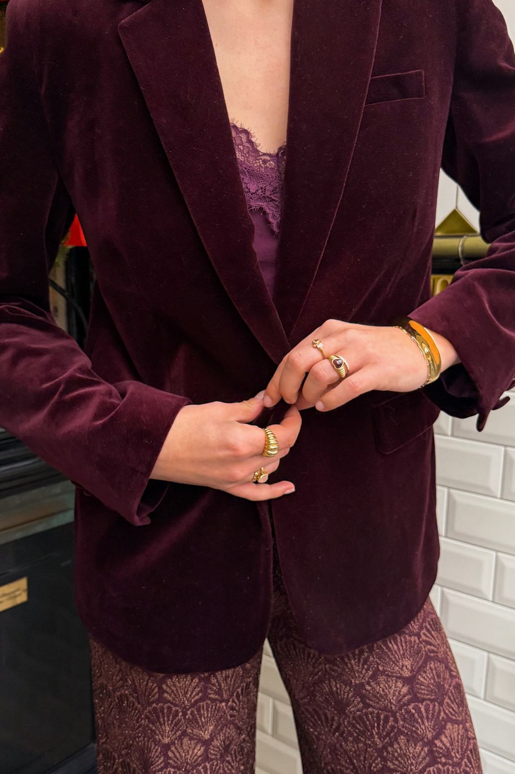 Samt-Blazer - dunkelrot