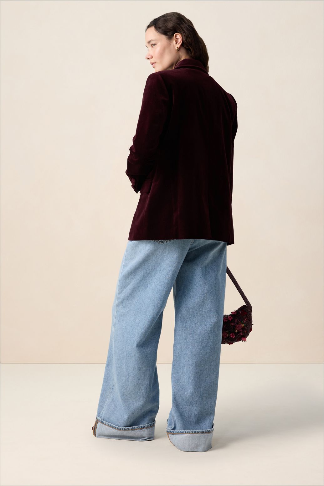 Donkerrode velvet blazer