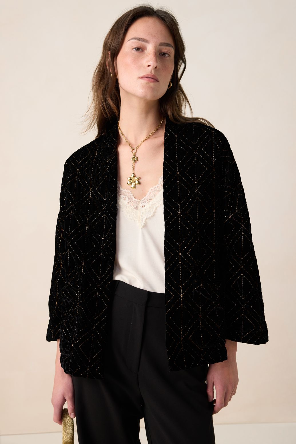 Kimono avec motif - noir