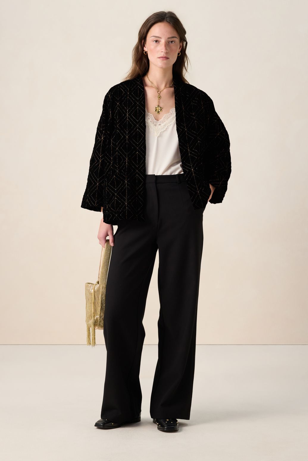 Kimono avec motif - noir