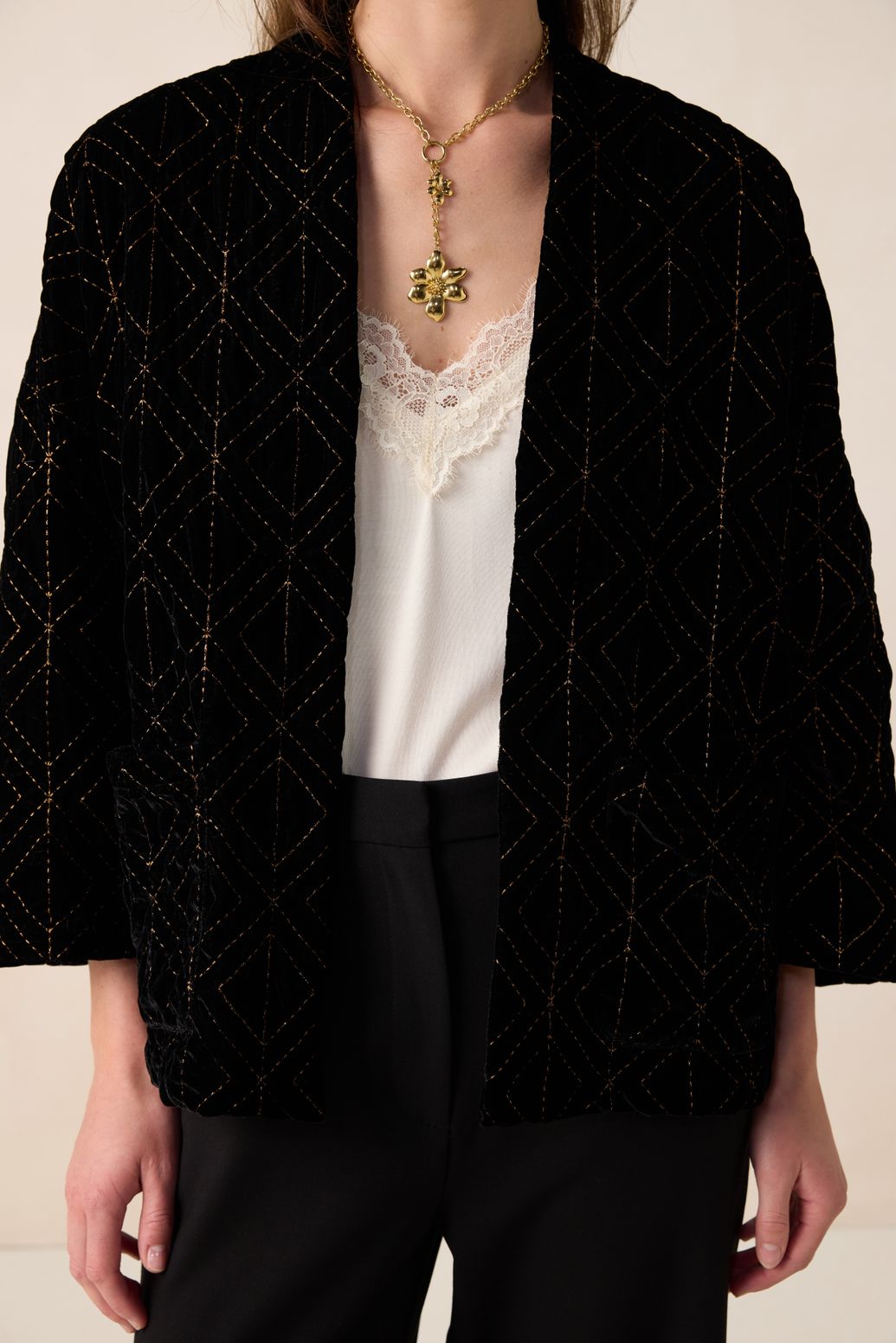 Kimonojacke mit Muster - schwarz