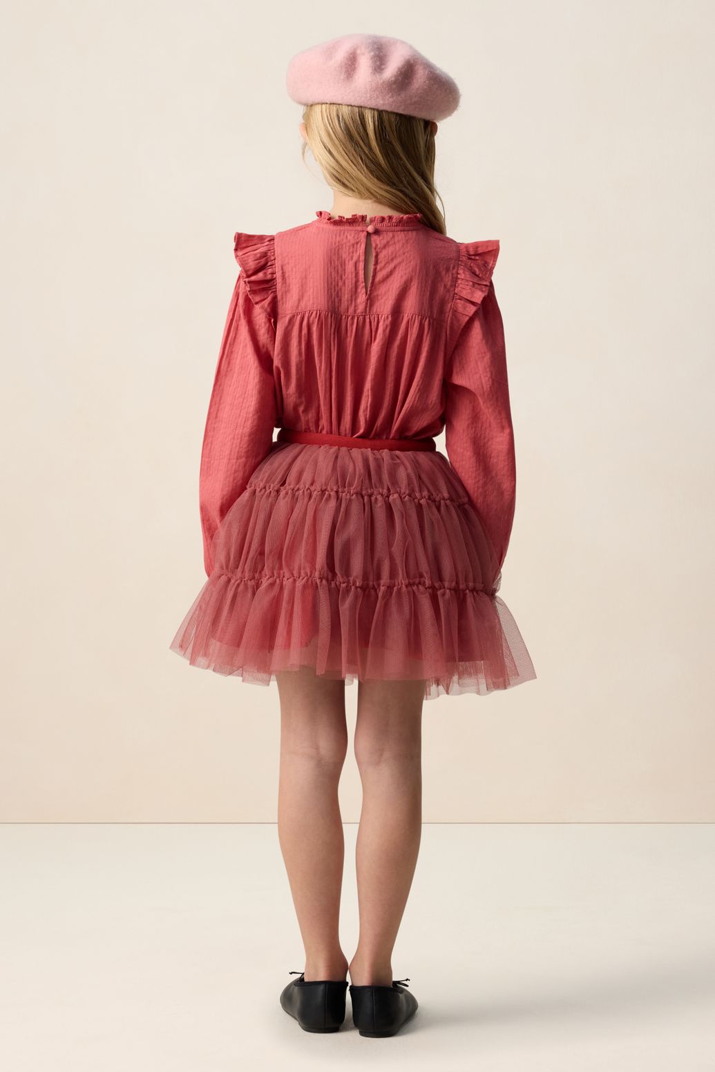 Rode blouse met ruffles