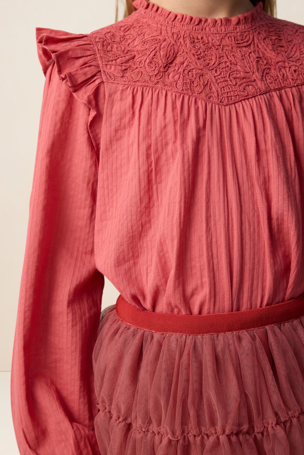 Blouse avec volants - rouge