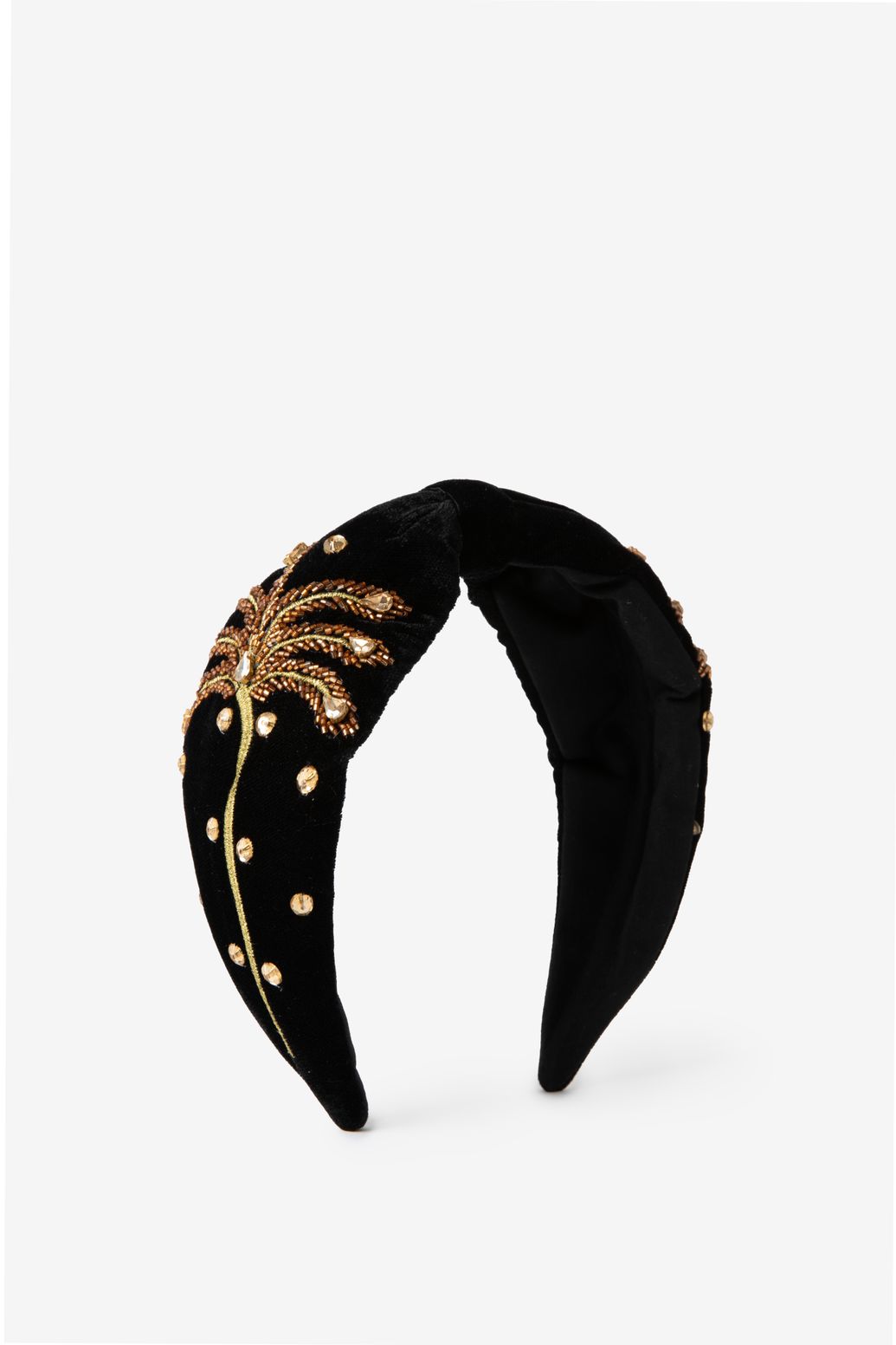 Bandeau en velours avec palmier - noir