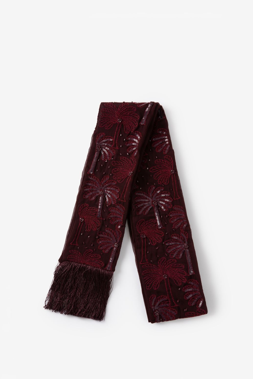 Donkerrode sjaal met embroidery