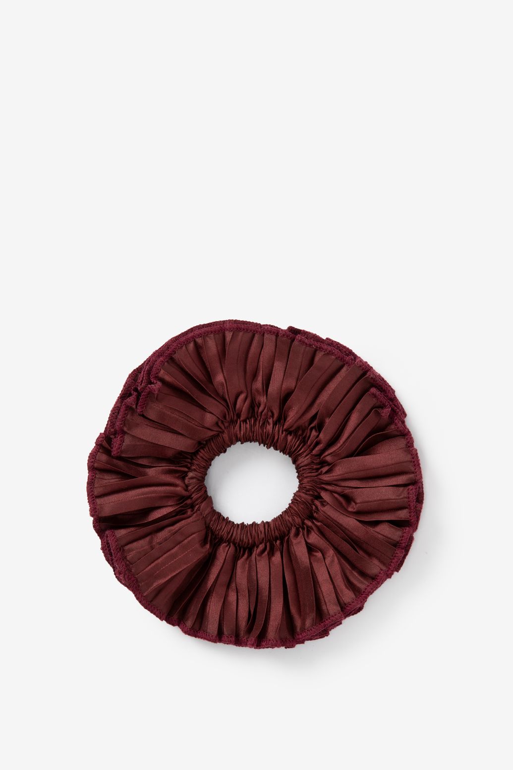 Donkerrode plissé scrunchie