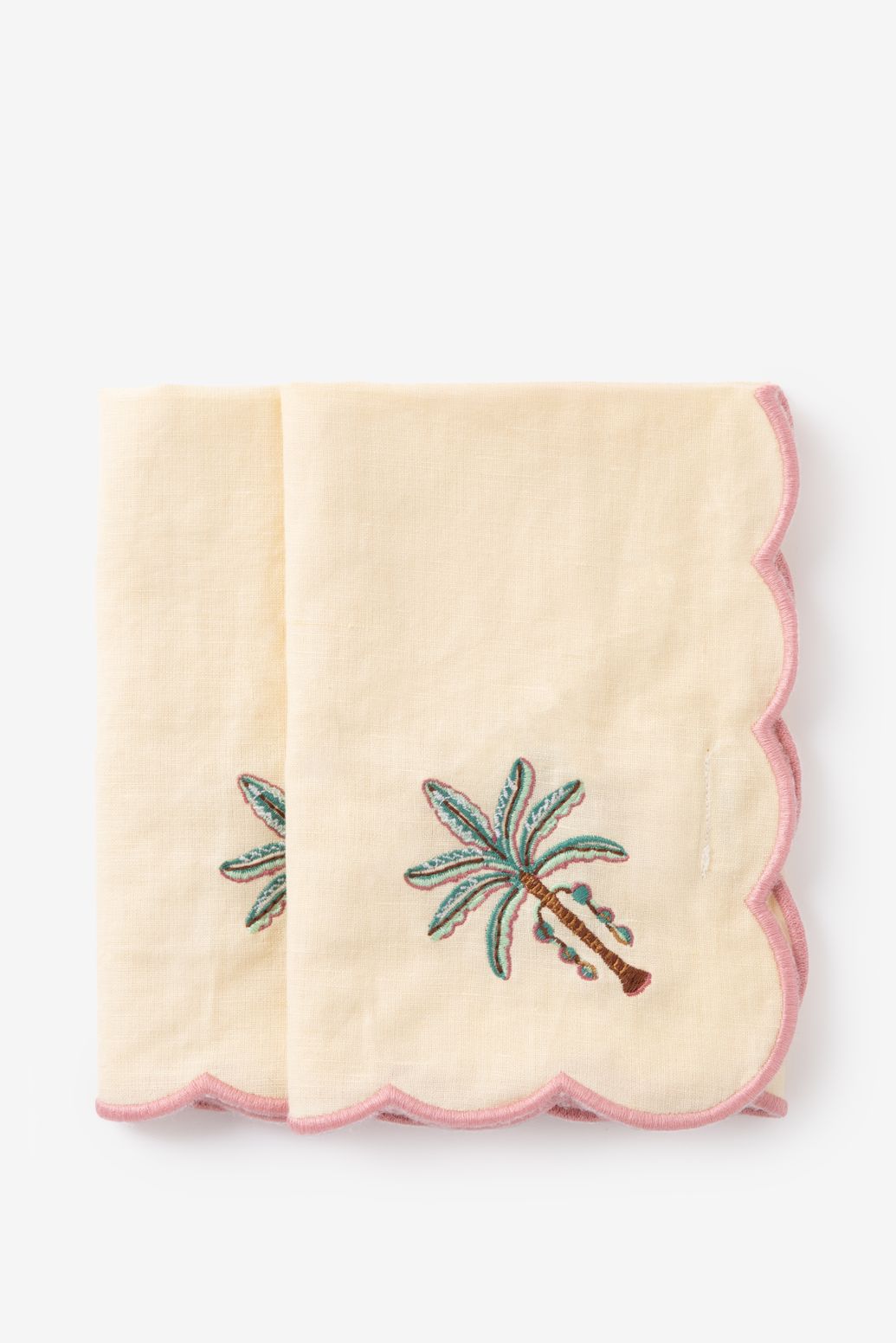 2er-Set Servietten mit Palme - hellgelb