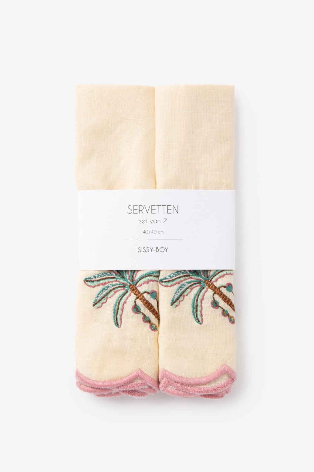 2er-Set Servietten mit Palme - hellgelb