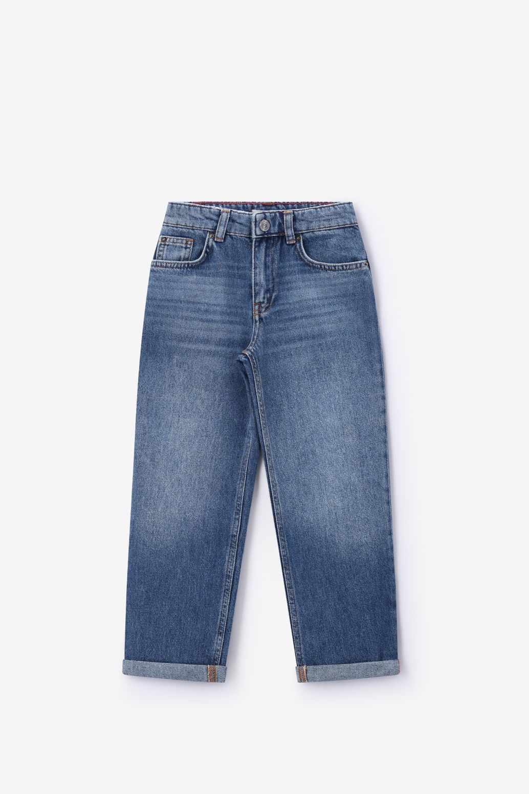 Blauwe mid-rise straight leg jeans