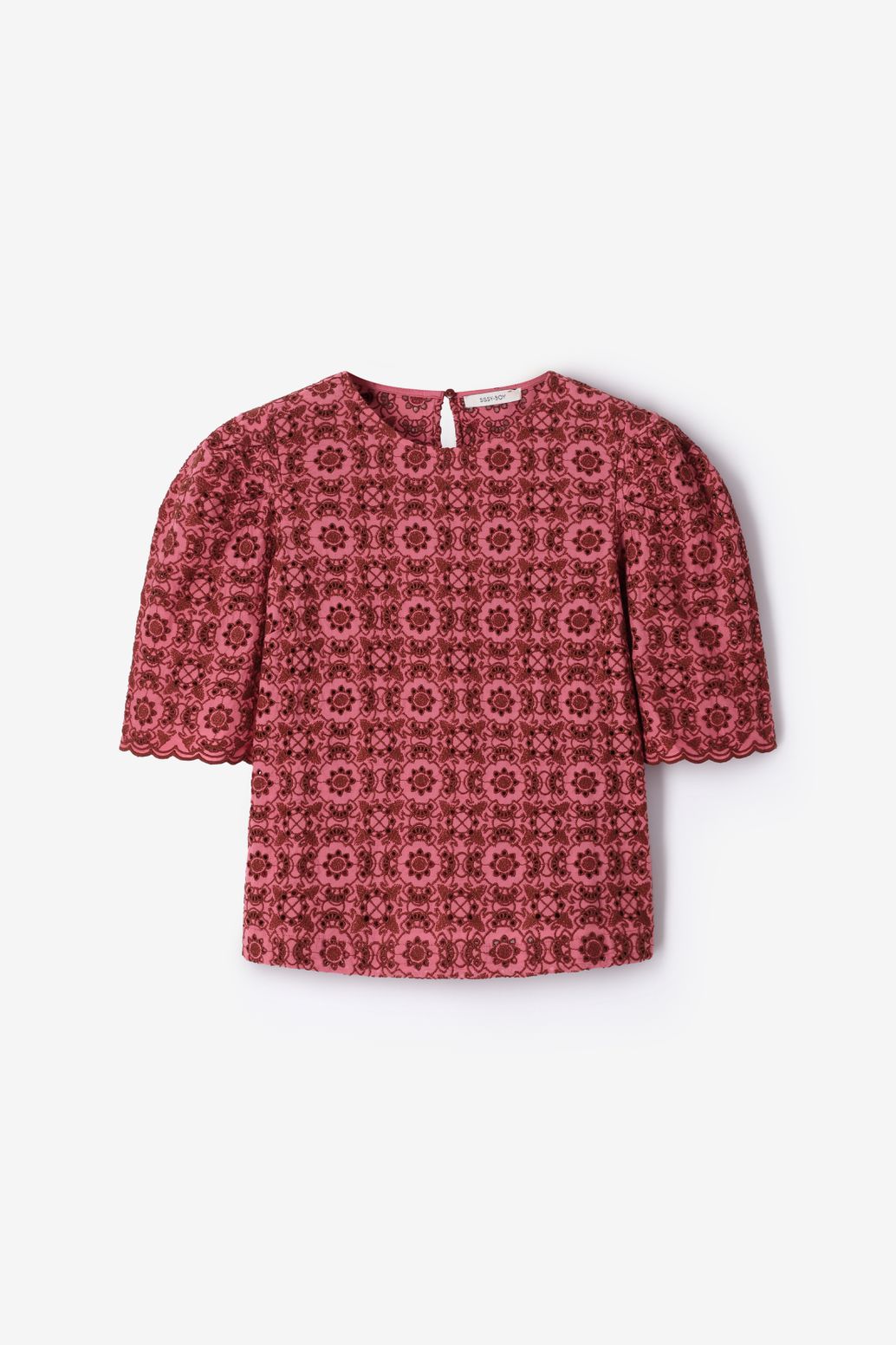 Top avec broderies - rose foncé