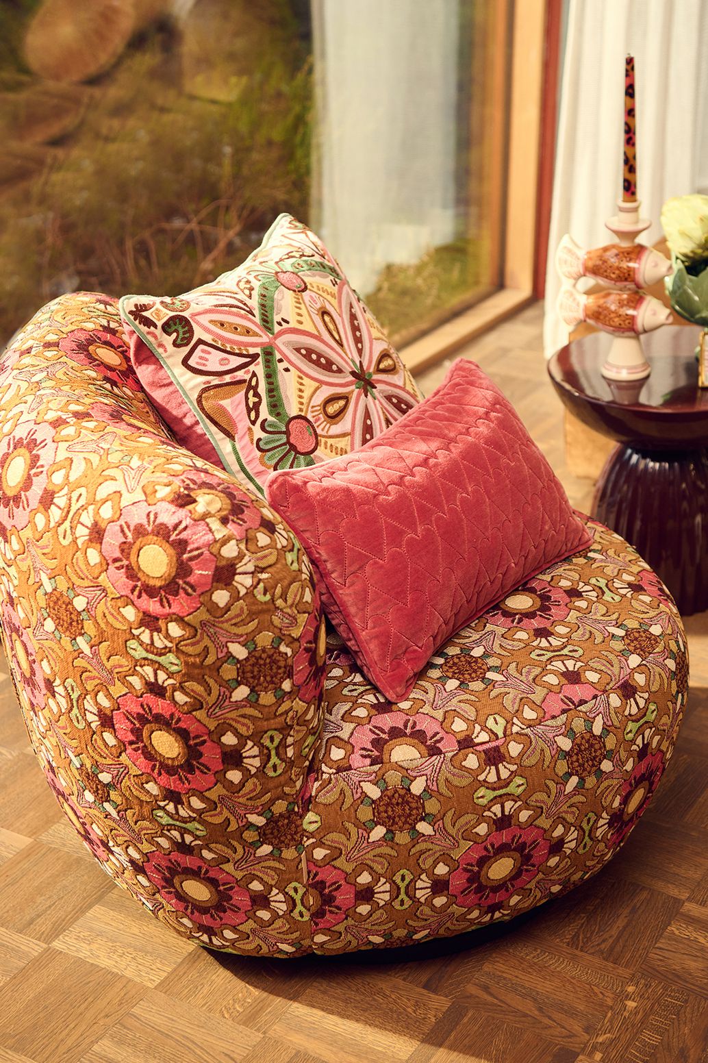 Coussin avec imprimé fleuri - multicolore