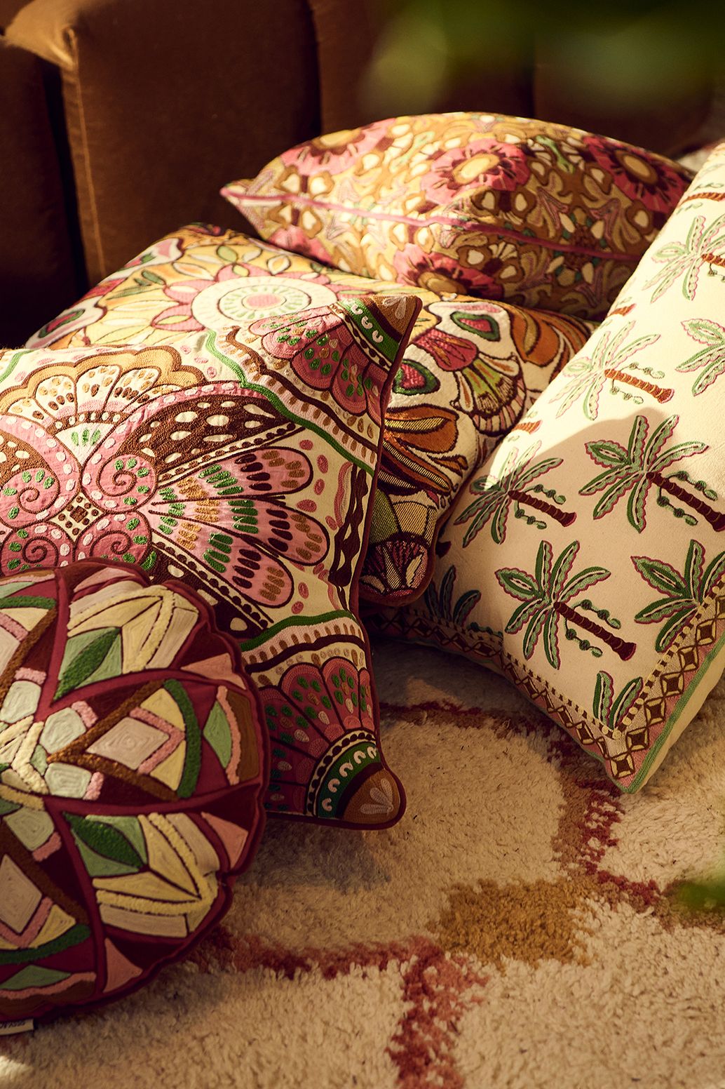 Coussin avec palmiers - multicolore