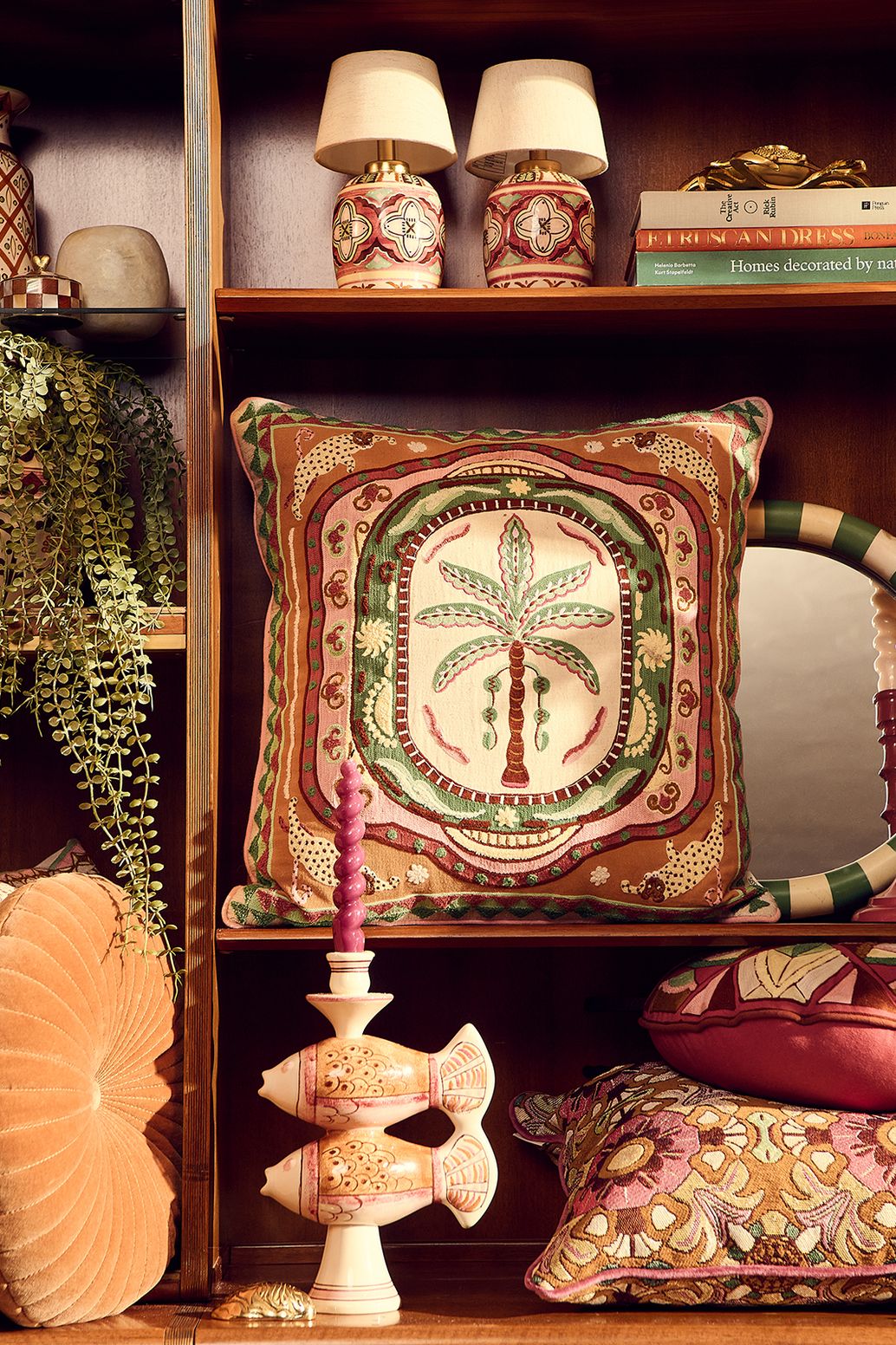 Multicolour kussen met palmboom