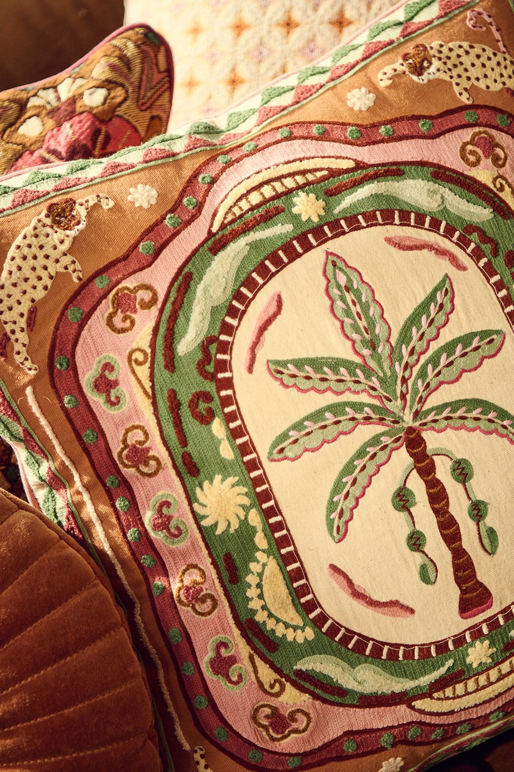 Coussin avec palmier - multicolore