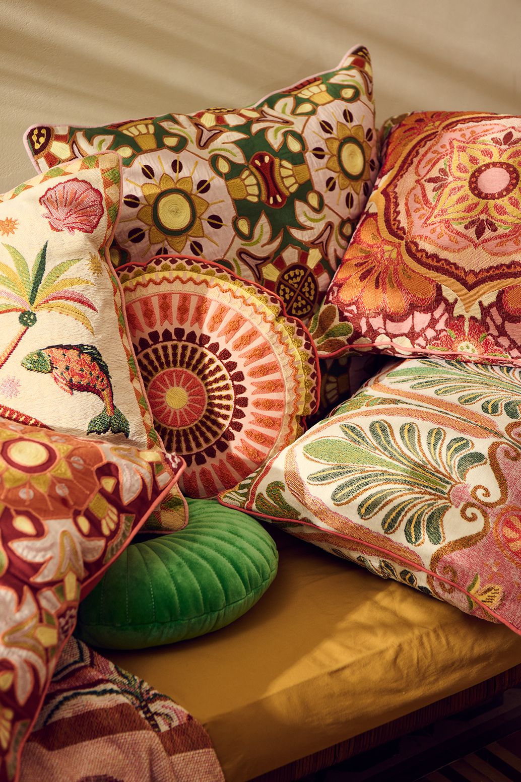 Rundes Samtkissen - grün