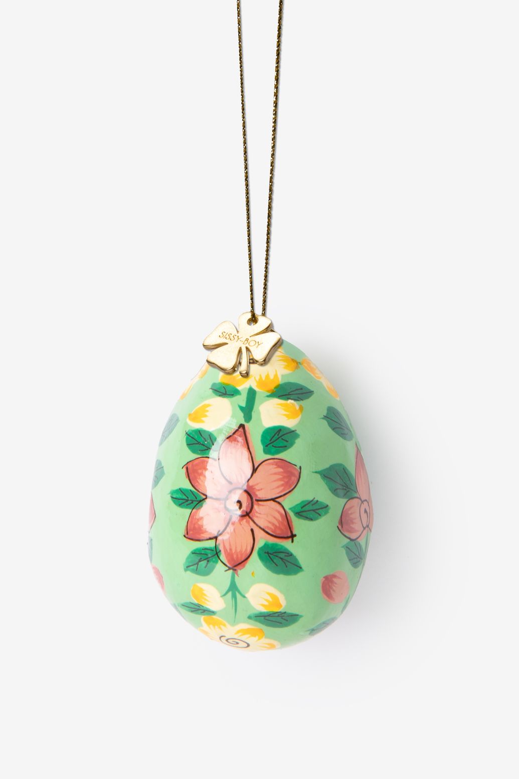 Groen paasei met bloemen