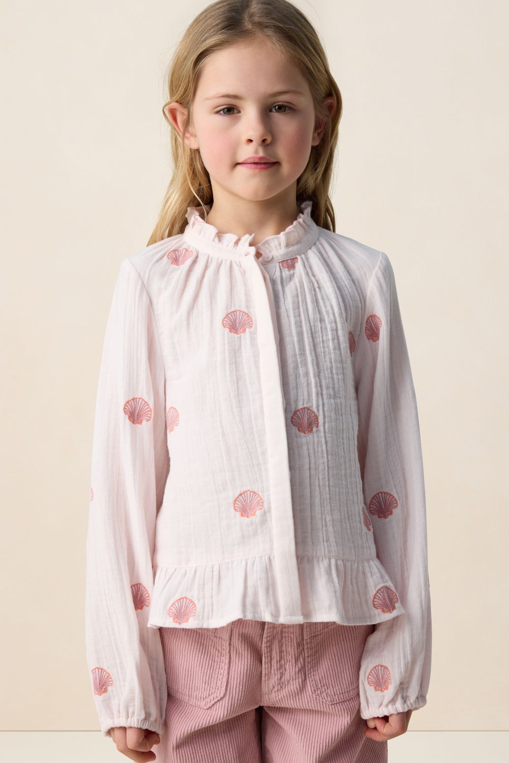 Bluse mit Stickerei - hellrosa