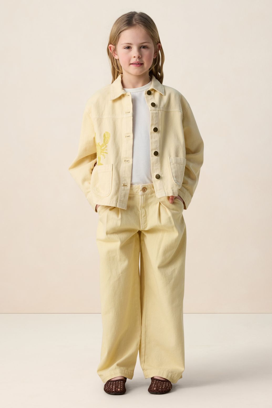 Lichtgele wide leg jeans