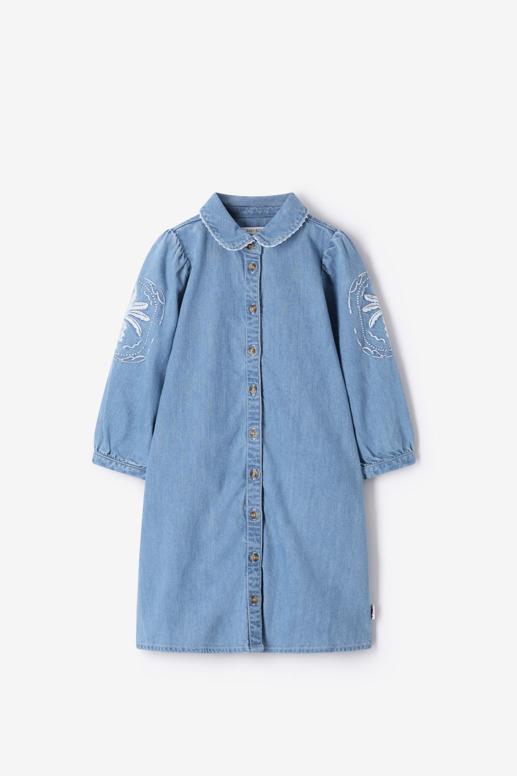 Jeanskleid mit Stickerei - blau