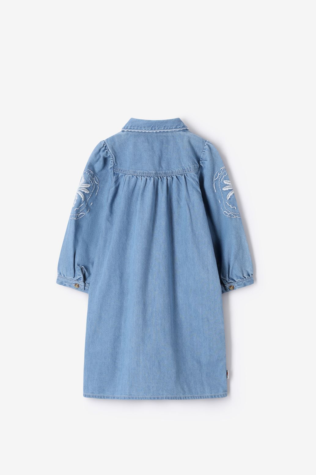 Blauwe denim jurk met embroidery