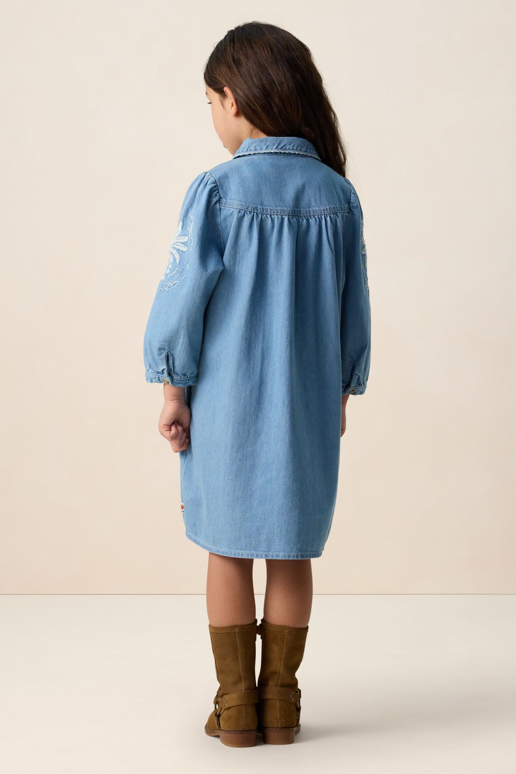 Jeanskleid mit Stickerei - blau