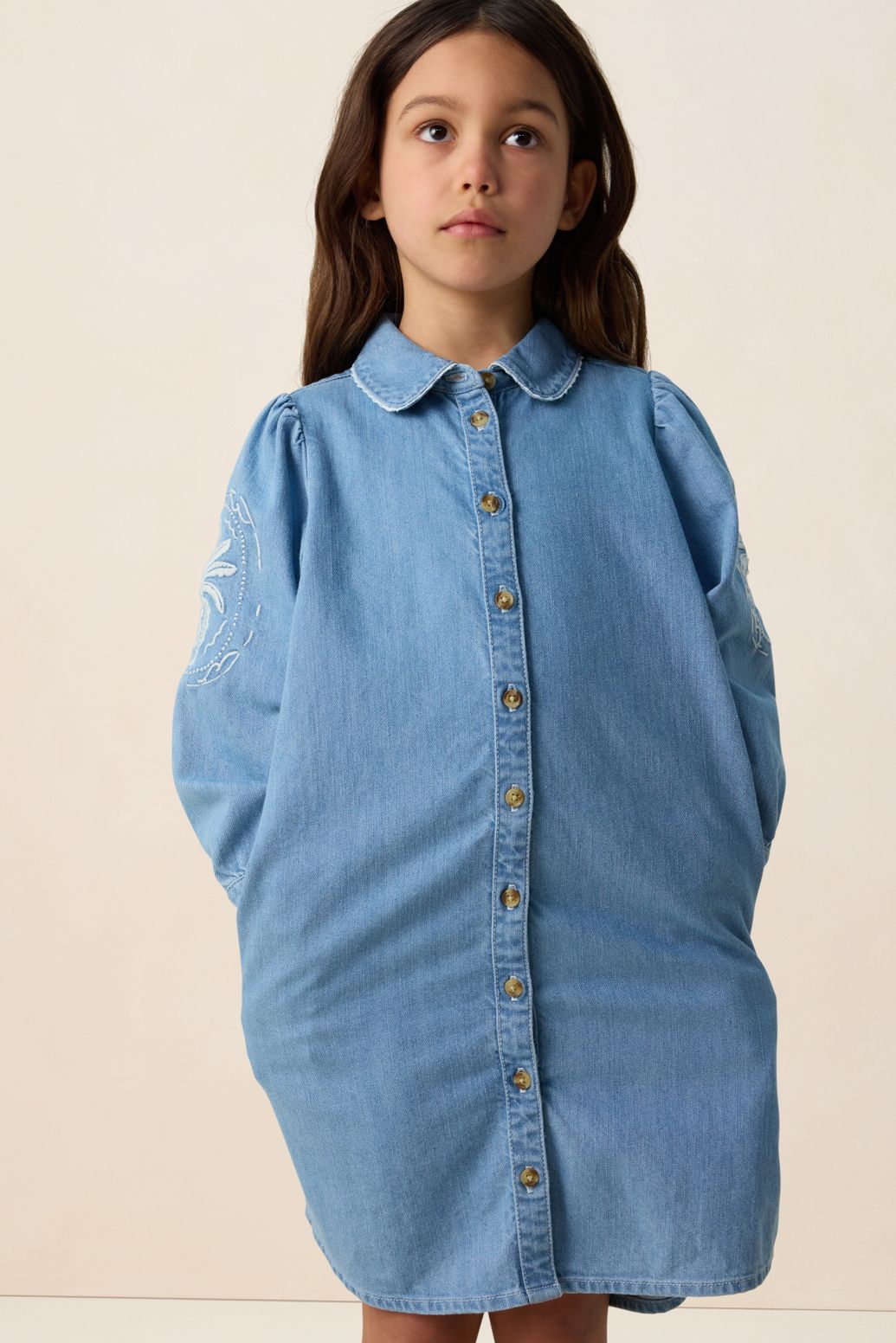 Jeanskleid mit Stickerei - blau