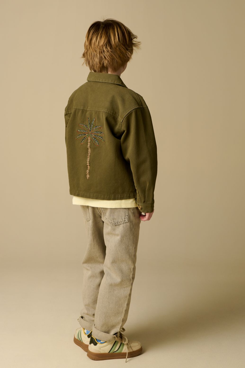 Veste avec broderie - vert foncé