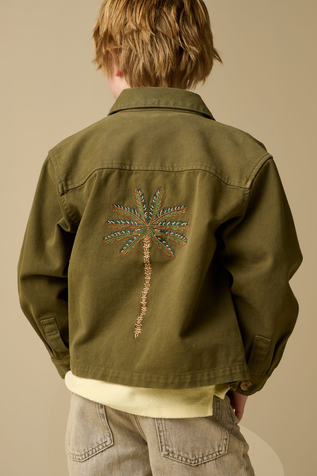 Veste avec broderie - vert foncé