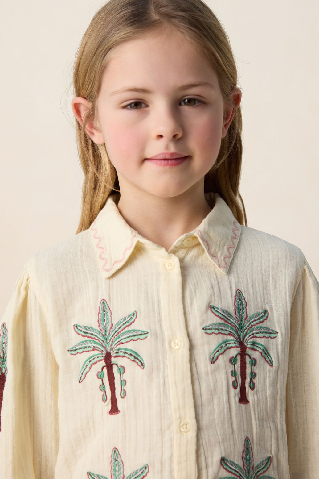 Blouse avec palmiers - jaune clair