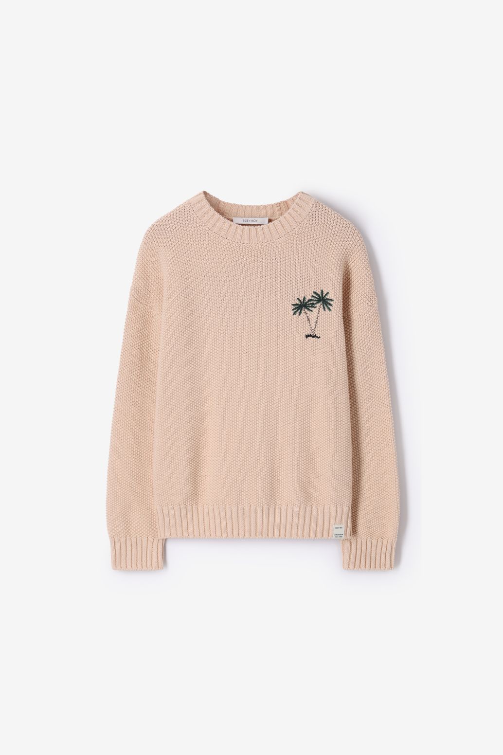 Beige gebreide crewneck met embroidery