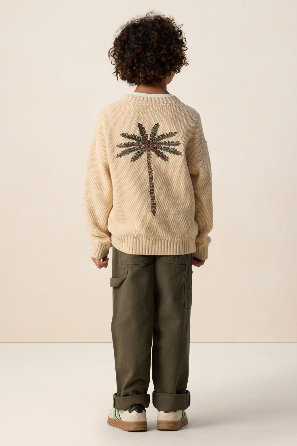 Crewneck-Pullover mit Stickerei - beige