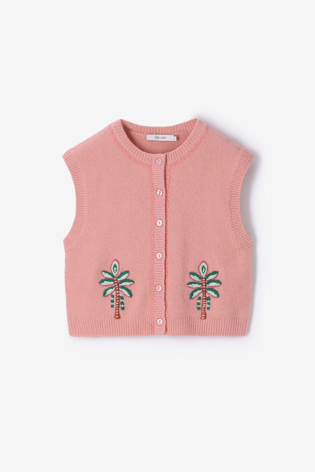 Lichtroze spencer met embroidery