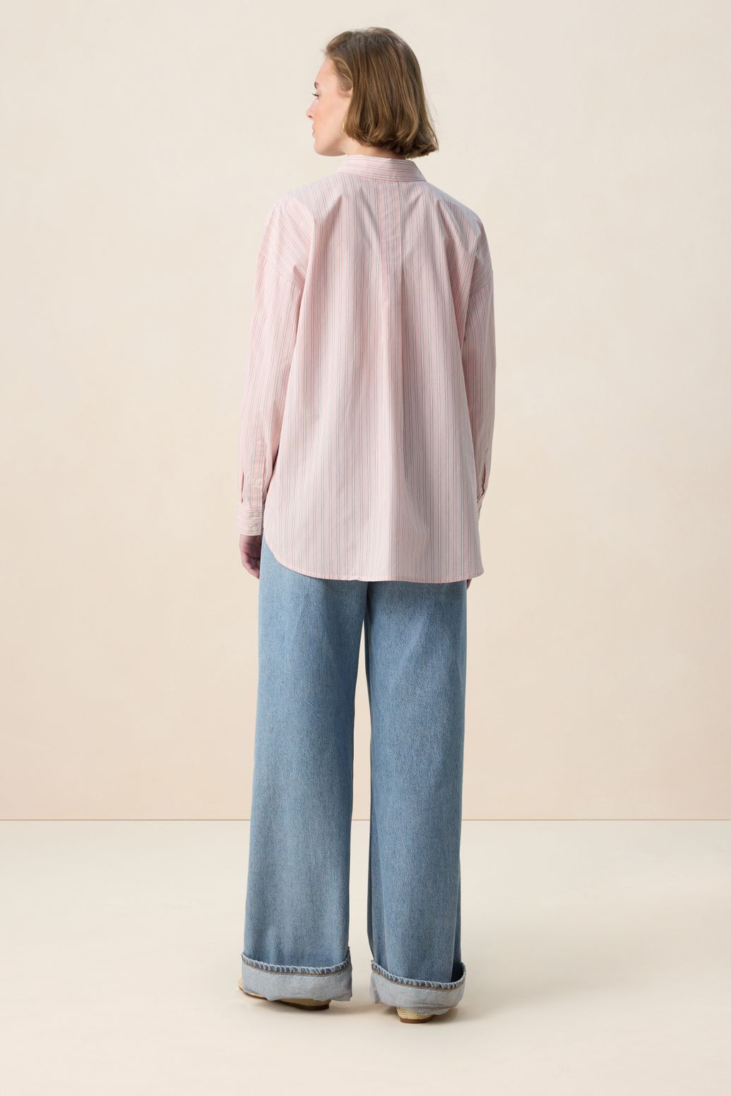 Gestreifte Oversize-Bluse - hellrosa