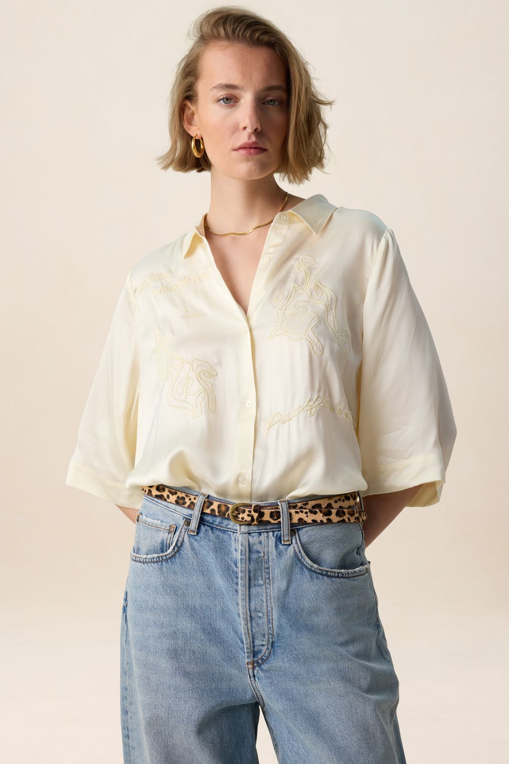 Blouse avec broderies - blanc