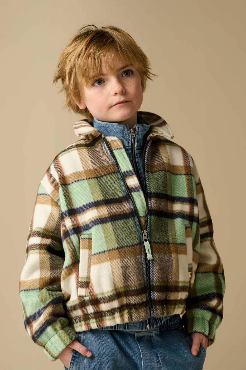 Groen geruit bomberjack