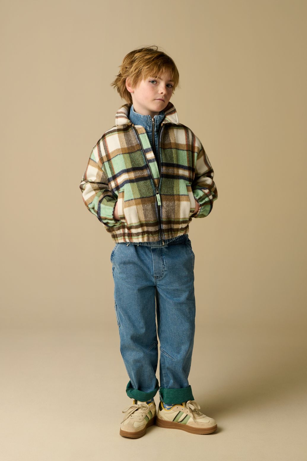 Karierte Bomberjacke - grün