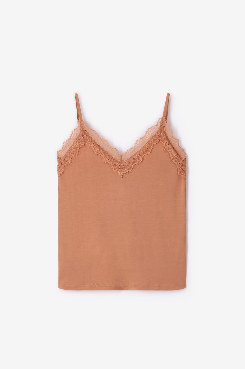 Bruin singlet met kant