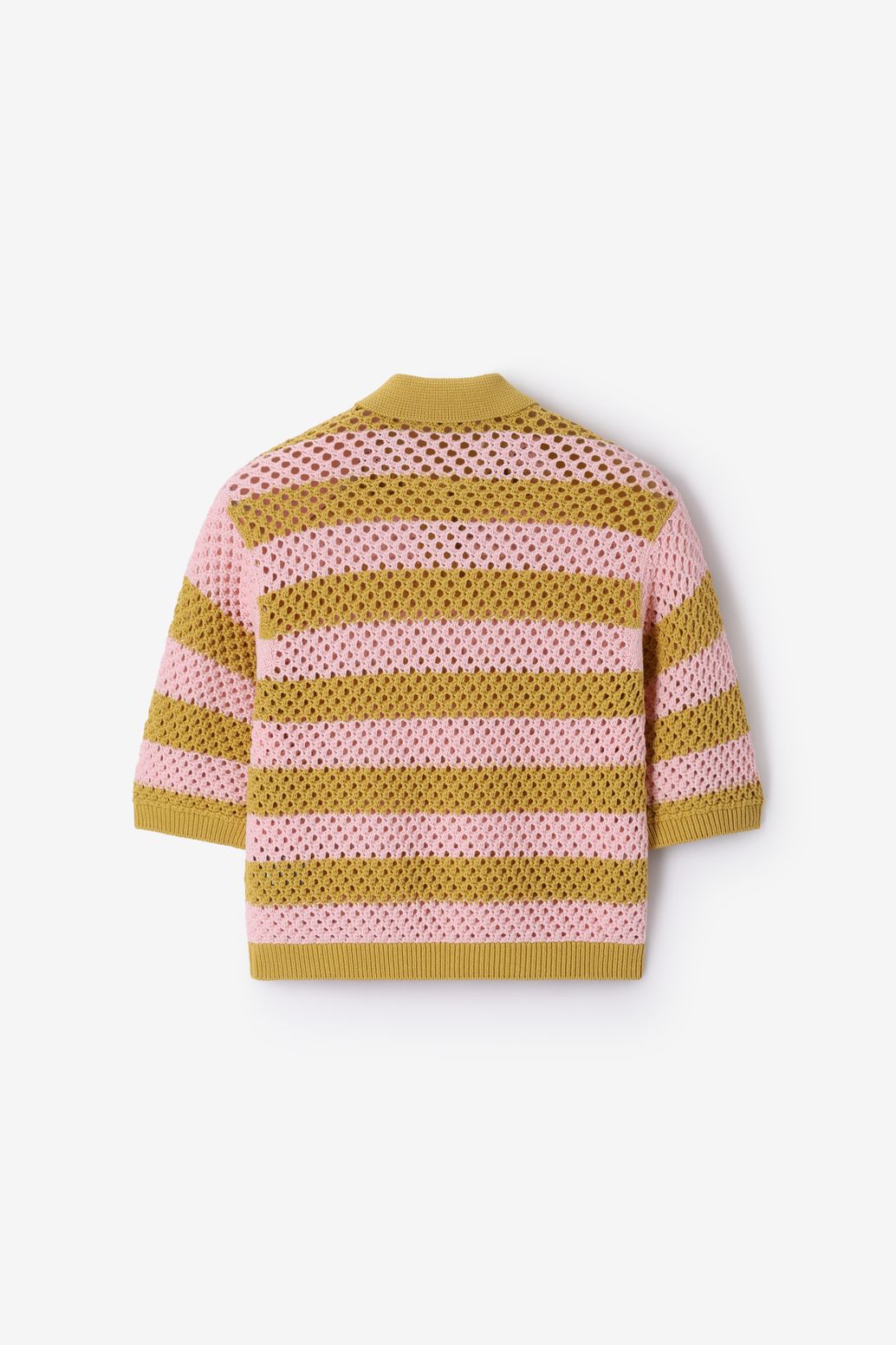 Gele gebreide polo met strepen